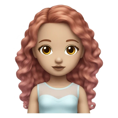 ocean blue doll eyes, brown red hair, feminine, pink, girl, angelic sticker
