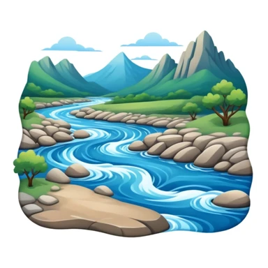 Flowing river with clear blue water and small waves sticker