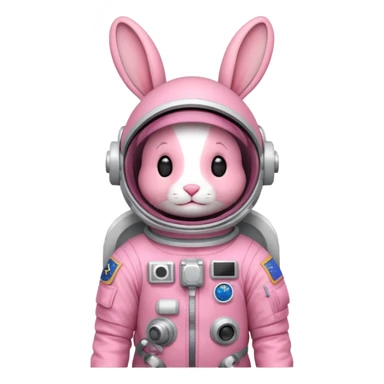 pink rabbit with astronaut costume sticker