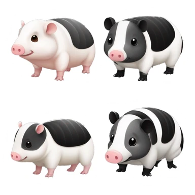 Black and white piebald chubby armadillo pig panda centipede armadillo  sticker