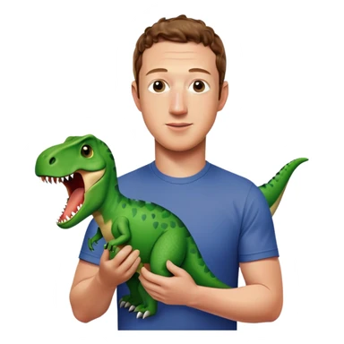 Mark Zuckerberg holding a trex sticker