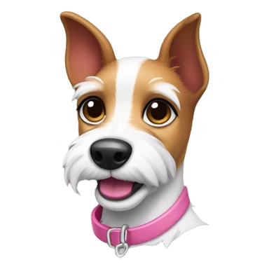  sticker of a mini fox terrier with a pink collar, solid colour fur, inspired by the style of “Lady and the Tramp.” sticker