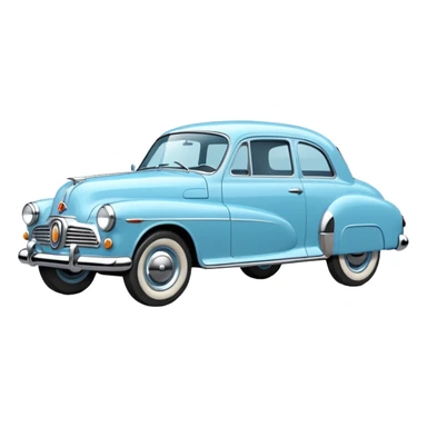 light blue retro car sticker