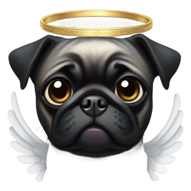 Black Pug with angel wings and halo sticker