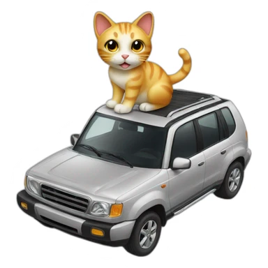 cat on top of a car sticker