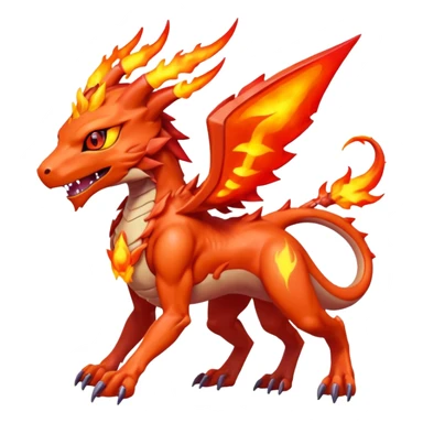 Beautiful Fiery Aesthetic Fakémon-Pokémon-Spectrobes-Digimon-hybrid-creature sticker