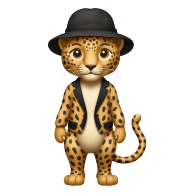 full body leopard in a black hat sticker