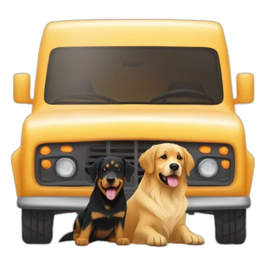 Golden retriever and rottweiller in white truck sticker