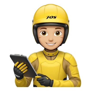 dirtbike rider in yellow gear signing autographs sticker