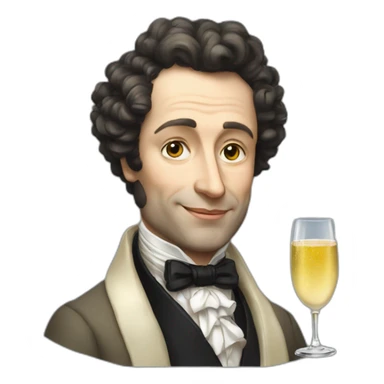 pushkin with a glass of champagne sticker