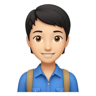 A young guide with short black hair. 3D sticker