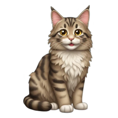 happy main coon tabby cat sticker