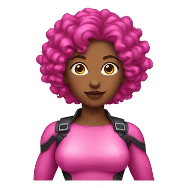 Pink woman super hero black curly hair sticker