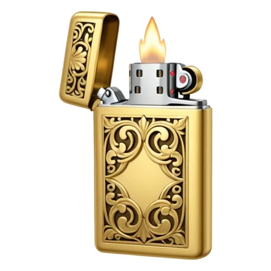 Vintage gold lighter from the Lighter and Princess drama, cinematic lighting, hyper-realistic sticker