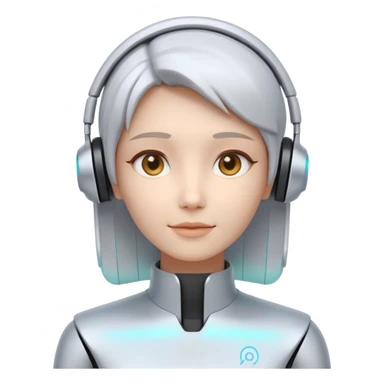 AI Pitch Agent holo-human-like Cyber AI face, warm, calm and friendly. Holographic look.Soft AI face with a listening, welcoming expression, minimal facial lines, calm eyes. Minimalistic presentation screen. sticker