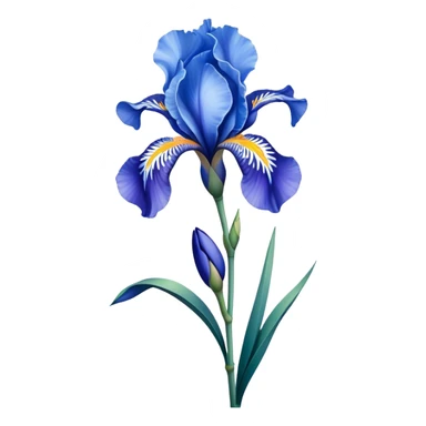 single Sky Blue Iris, straight stem sticker