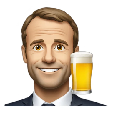 Macron buvant une bière sticker
