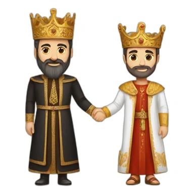 An Armenian king and an Iranian king holding hands sticker