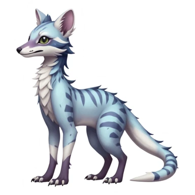 Feral Rare Fantasy dark pastel-white-gradients Vernid-Sergal-Genet-species by LiLaiRa, random markings, tufted ears, full body, 4 legs sticker