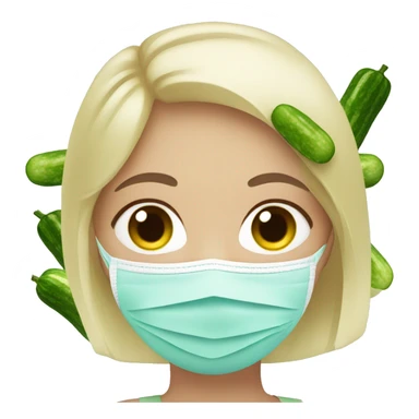 girl with face mask and cucumbers on her eyes sticker