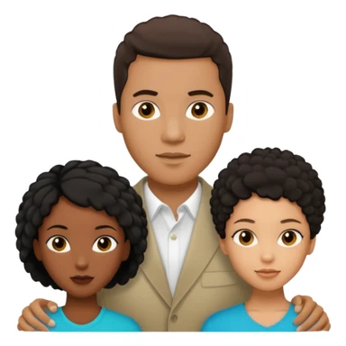 biracial half white half black American man with short brown hairwith two black african women both are African one is light skin black and one is medium tone black with african hair styles sticker