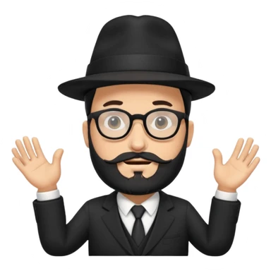 rabbi with a black hat, glasses, and blackish beard, flying to israel sticker