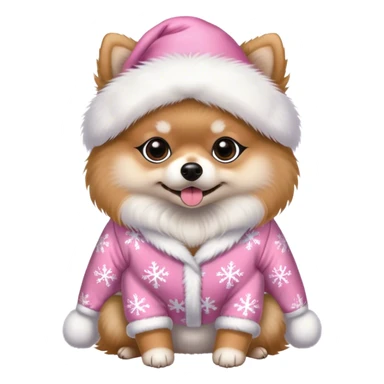 Lulu da pomerania com pijama rosa de Natal sticker