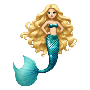 Pretty detailed mermaid princess with red tail and blonde hair sticker