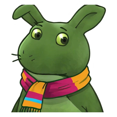 The muddy bunny but with the text above saying mellow  sticker