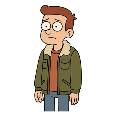 flat toon style teenage boy wearing a jacket sticker