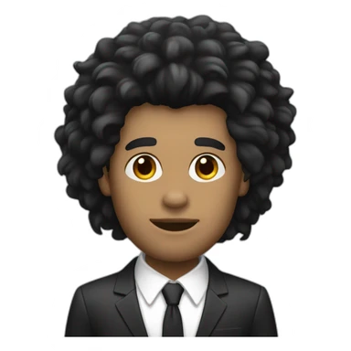 man with black lion's mane hair and wearing a suit sticker