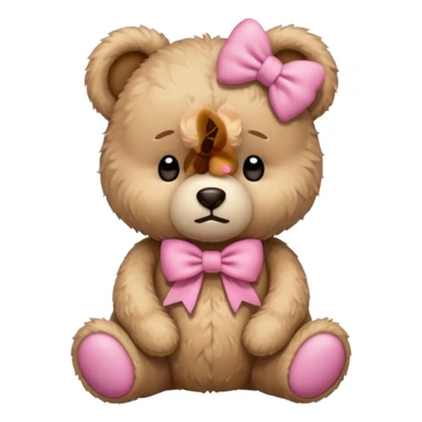 Sad Sleepy teddy bear wearing pink bow sticker