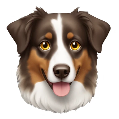 Brown Australian shepherd without white with yellow eyes and a lowered ear sticker