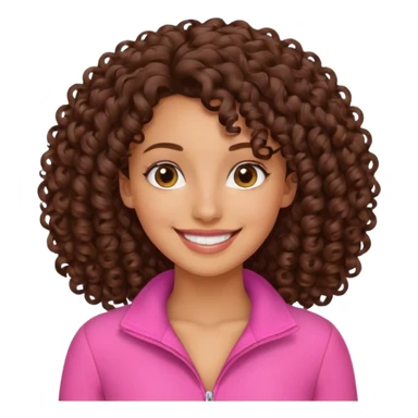 brunette tanned curly hair woman. 2026 above her. pink vibes sticker