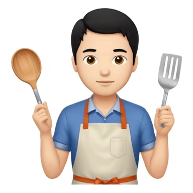 man black hair light skin tone cooking sticker