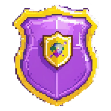 purple magical code shield with developer tools and aura sticker