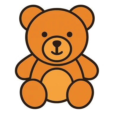 simple and cute teddy bear icon, rounded shapes, minimal details, modern icon style sticker