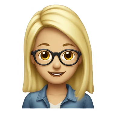 pretty blonde girl with glasses and a birthday hat sticker