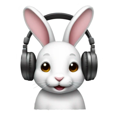 rabbit in headphones, enjoying music sticker