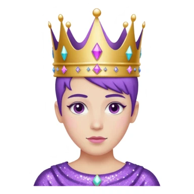 purple non-binary people glitter crown sticker