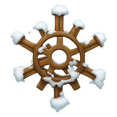 gear covered in snow with icicles sticker