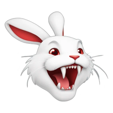 evil white rabbit with sharp fangs with red around mouth sticker
