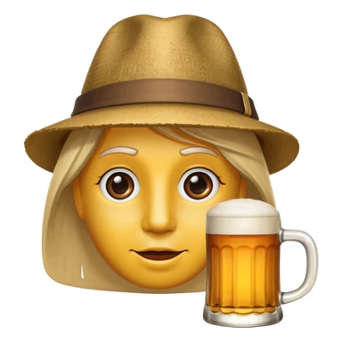 Erstelle das WhatsApp Emoji "zwinkerndes Gesicht" mit Bierkrug und Hut sticker