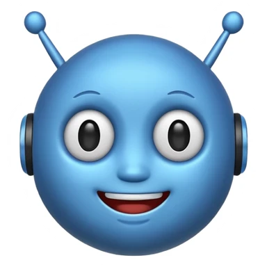 cheerful chatbot emoji with antennae and a friendly expression sticker