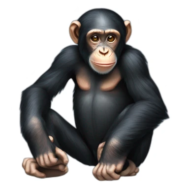 Chimpanzee sitting, no tail sticker