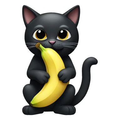 black cat eating a banana sticker