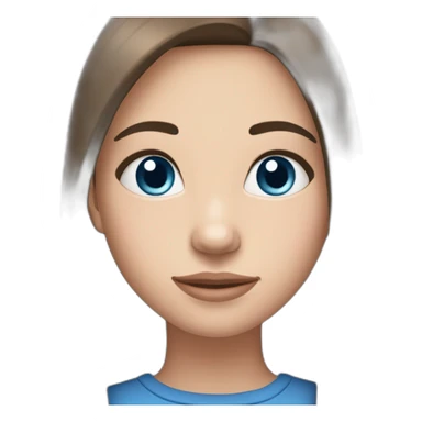 a brunette girl with straight hair and blue eyes, rosy cheeks  sticker