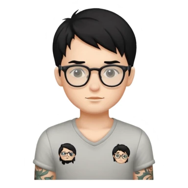 Has un chico con anteojos y tatuajes con pelo negro piel blanca sticker