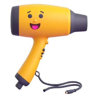 a blow dryer in a 3D emoji style sticker