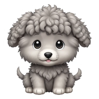 Gray curly puppy sticker